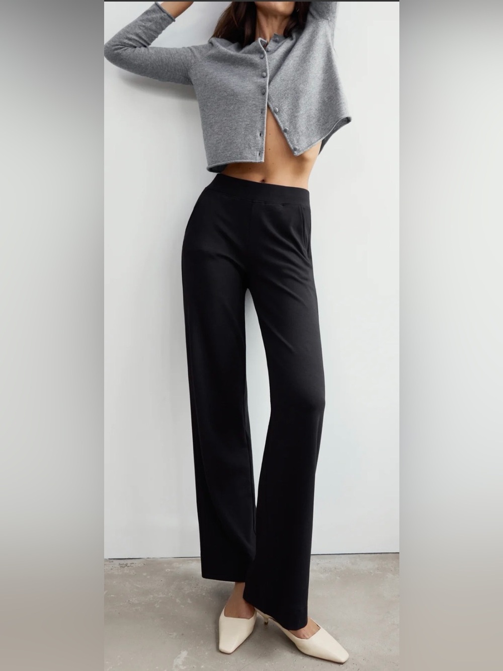 NEW AYR The High Hopes Pants Black Pima Cotton Modal Wide Leg Size L - NEW - Picture 8 of 16